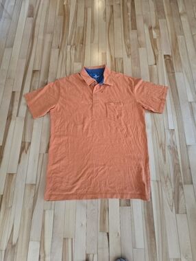 Men's Orange Short-Sleeve Polo Shirt Large Woolrich